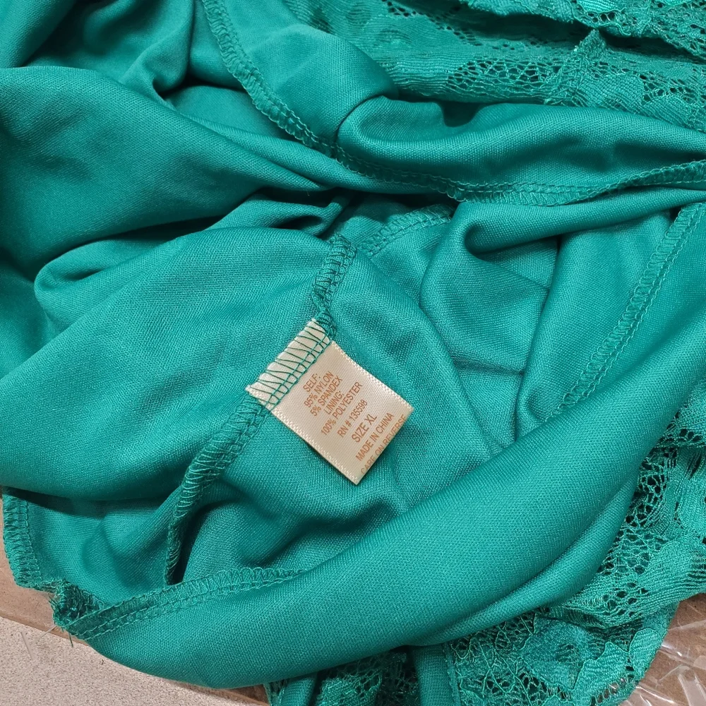 Liberty Love Emerald Green Lace A-Line Sleeveless Dress Size XL NWT - Picture 9 of 10